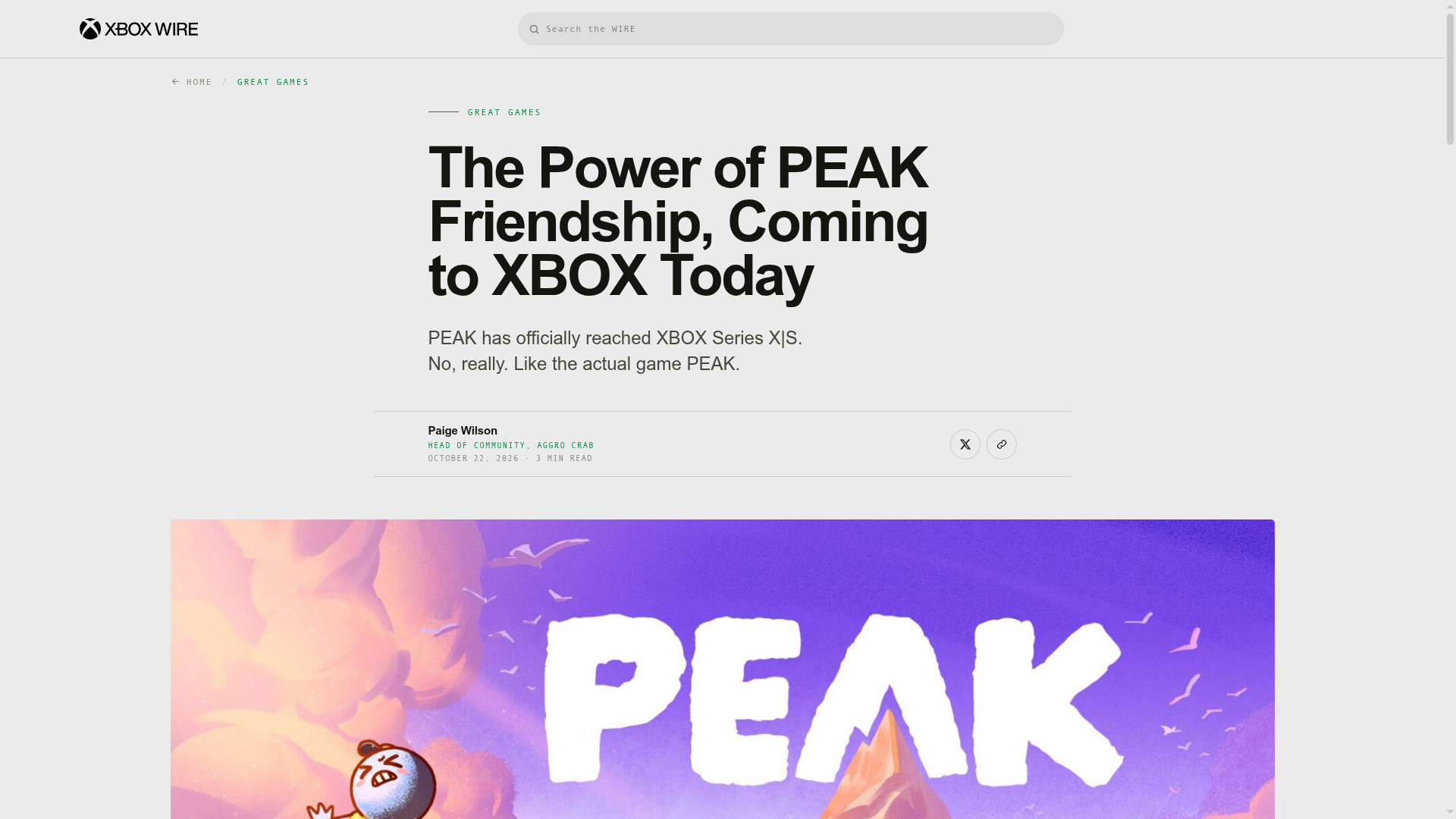 Screenshot der Ankündigungsseite auf news.xbox.com