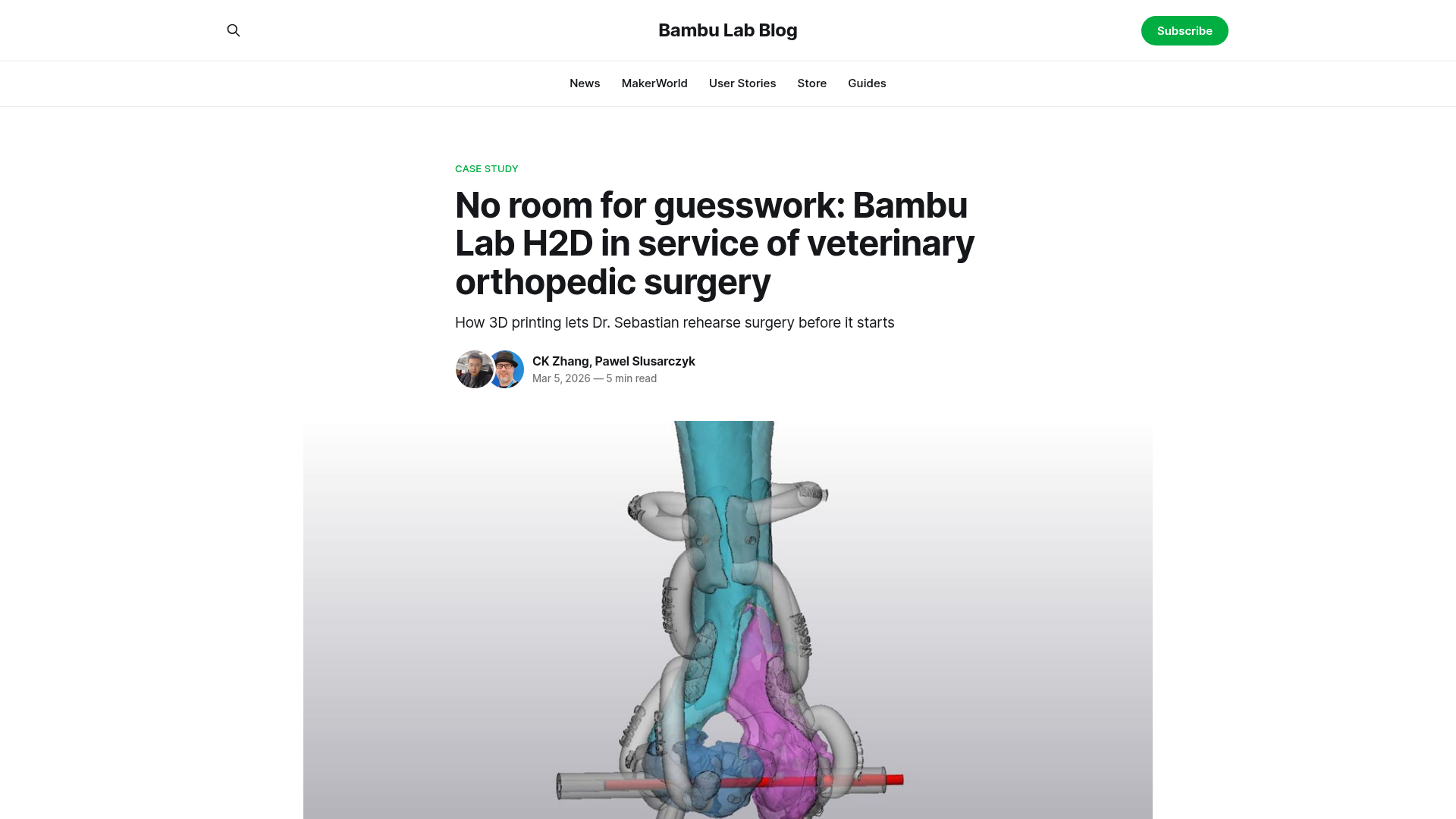 Screenshot der Ankündigungsseite auf blog.bambulab.com