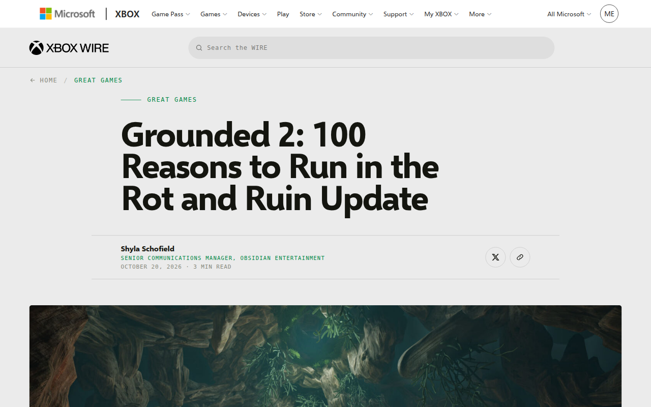 Screenshot der Ankündigungsseite auf news.xbox.com