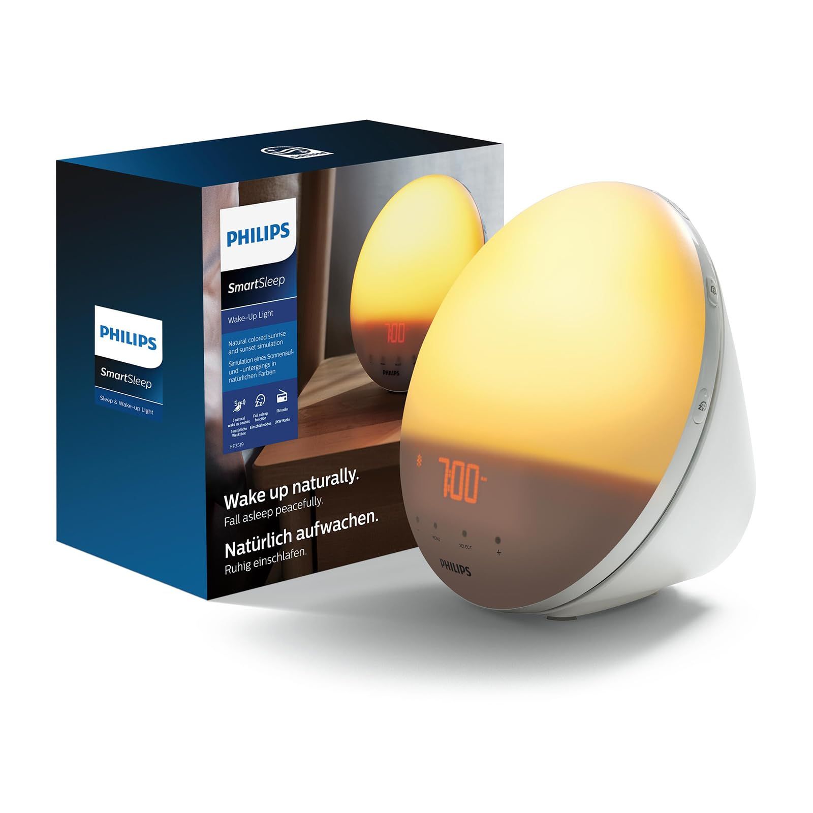 Freigestelltes Produktbild: Für sanfteres Aufwachen: Philips SmartSleep Wake-up Lights simulieren den Sonnenaufgang