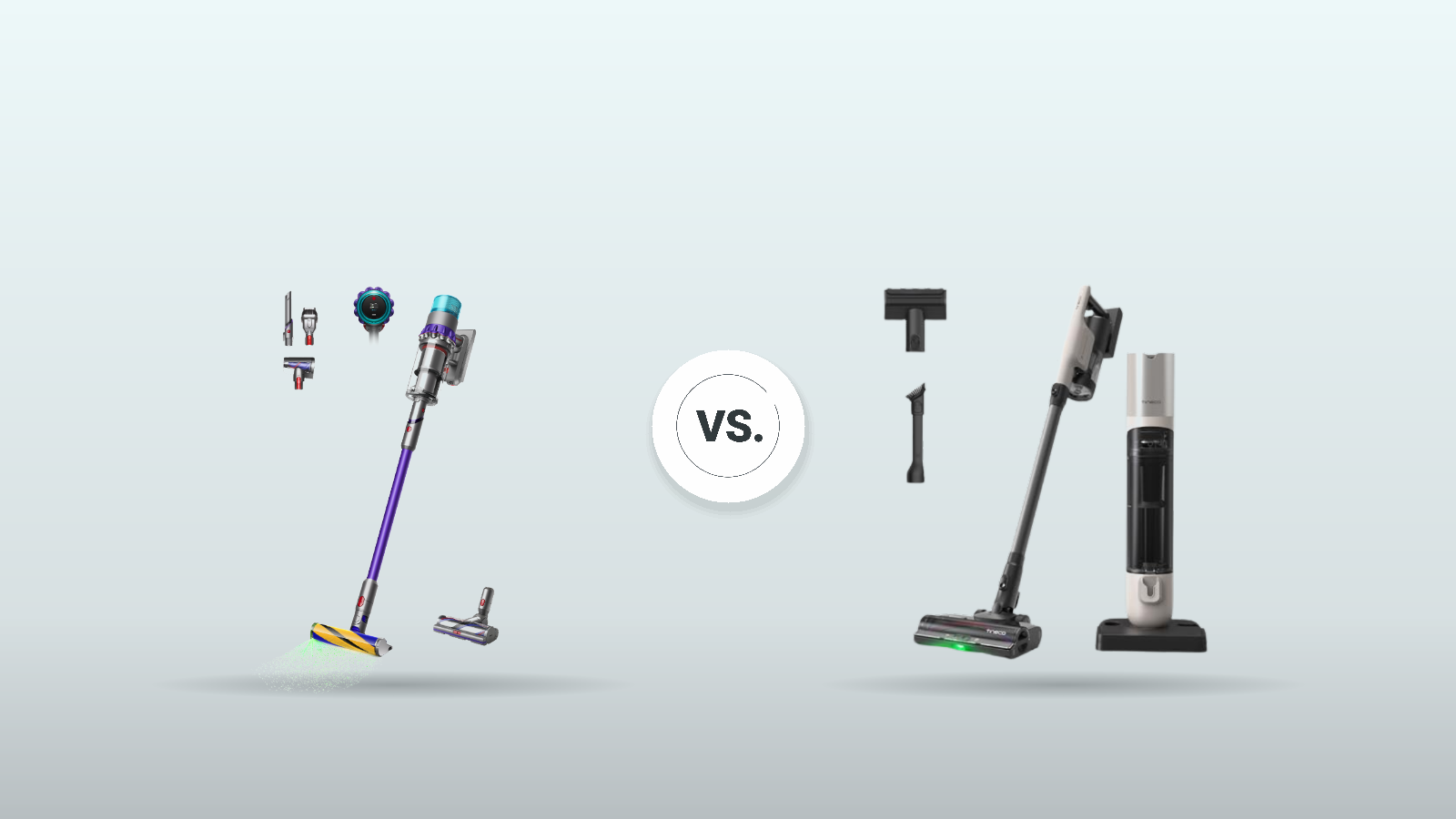Hersteller-Grafik: Kampf der Giganten: Dyson Gen5detect™ Absolute vs. Tineco PURE ONE Station für Tierhaar-freie Zonen
