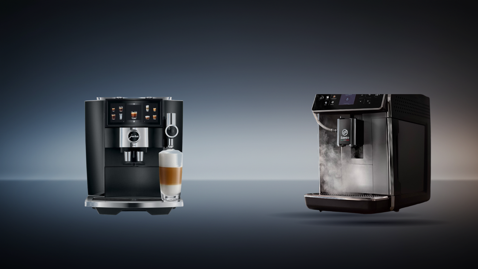 Produktvergleich – Pressebilder der getesteten Modelle: Jura J8 vs Saeco GranAroma: Welcher Kaffeevollautomat zaubert den…