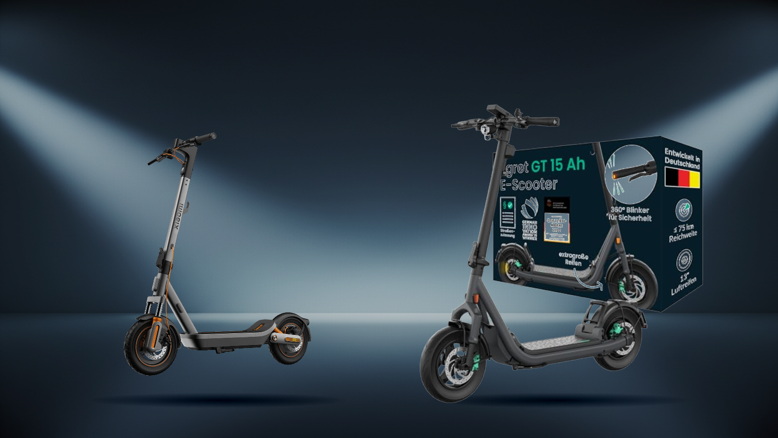 Produktvergleich – Pressebilder der getesteten Modelle: Xiaomi Electric Scooter 6 Max vs. Egret GT: Der ultimative…