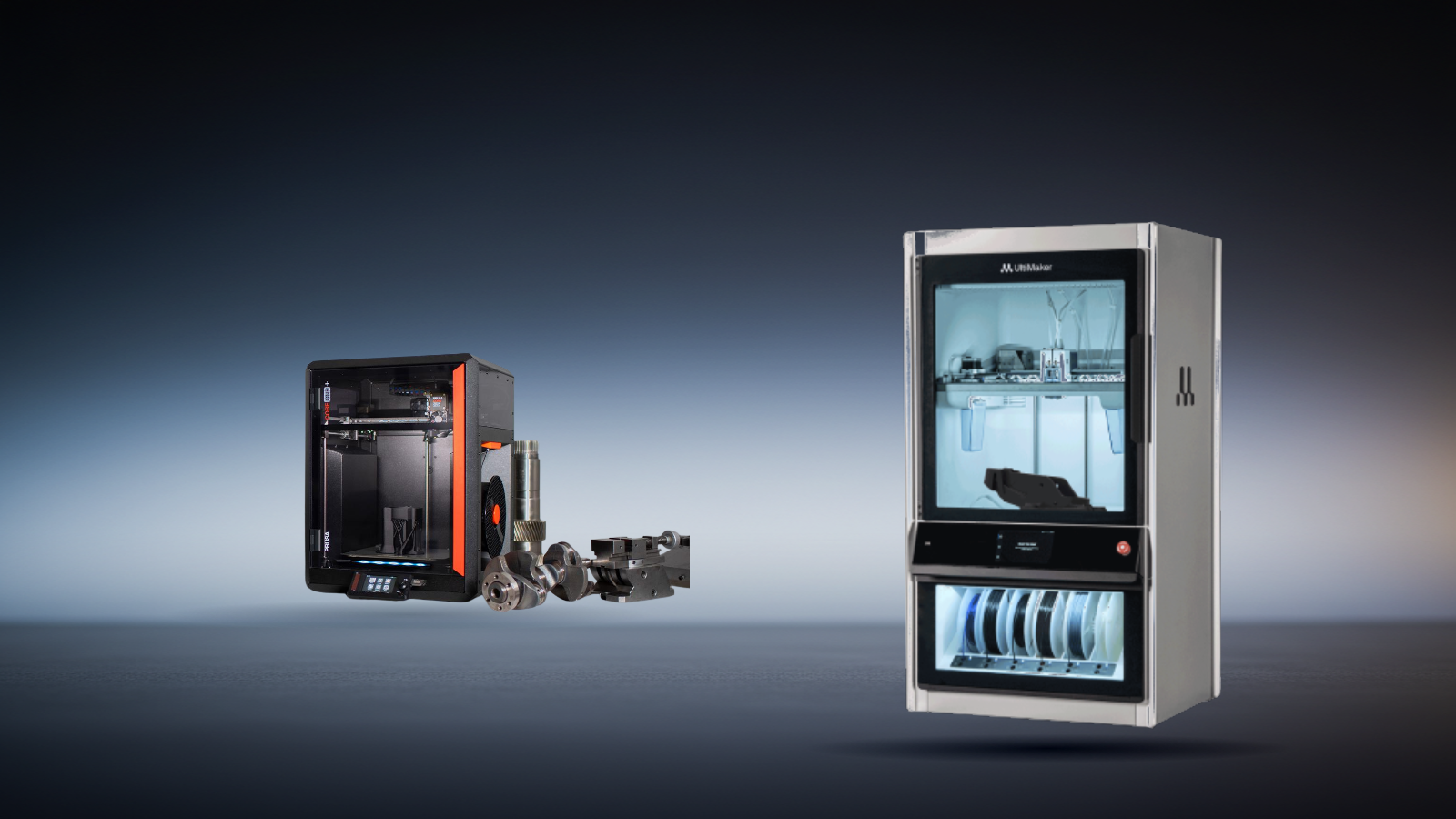 Produktvergleich – Pressebilder der getesteten Modelle: Prusa Research INDX for CORE One+ vs. Ultimaker Factor 4: Wer…