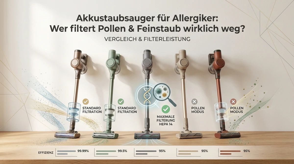 Symbolbild: Akkustaubsauger für Allergiker: Wer filtert Pollen & Feinstaub wirklich weg?