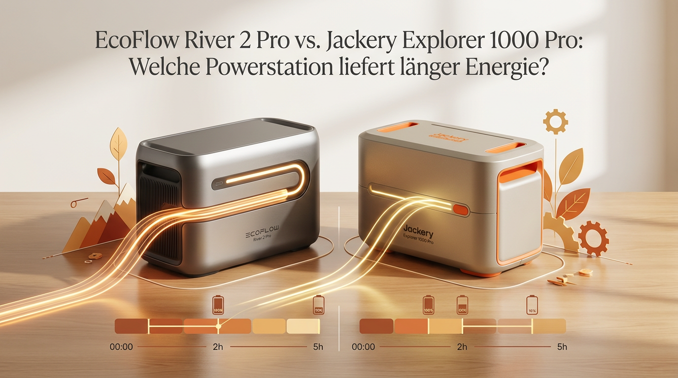 Symbolbild: EcoFlow River 2 Pro vs. Jackery Explorer 1000 Pro: Wer gewinnt im Ausdauer-Duell?