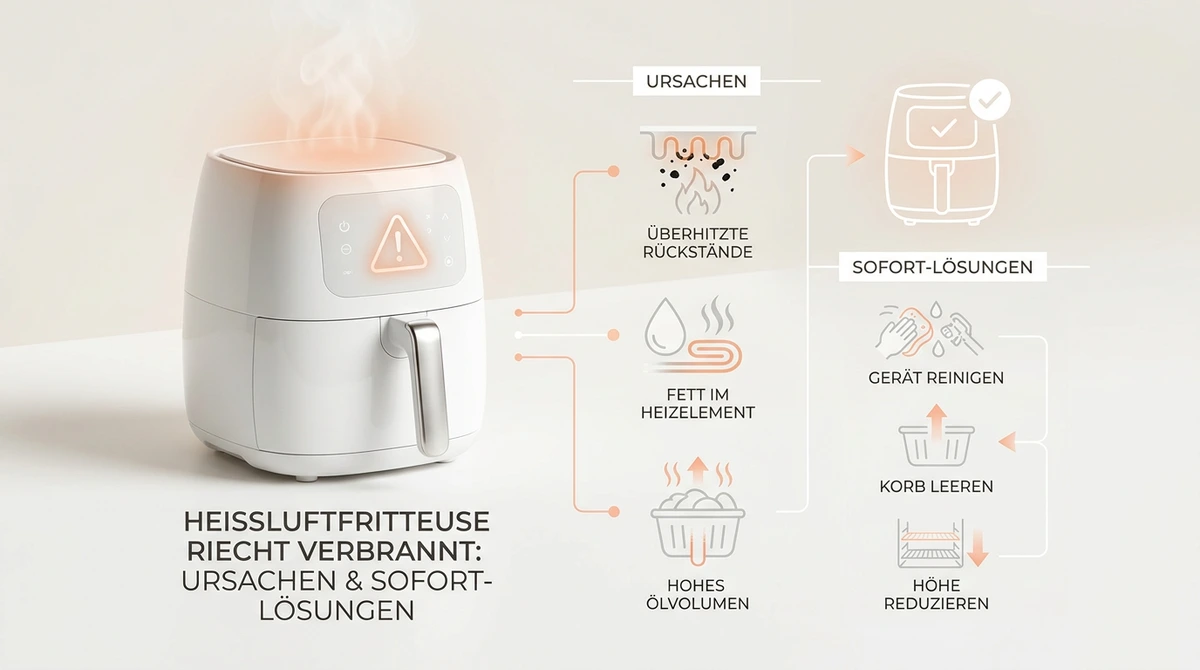 Symbolbild: Heißluftfritteuse riecht verbrannt: Ursachen & Sofort-Lösungen