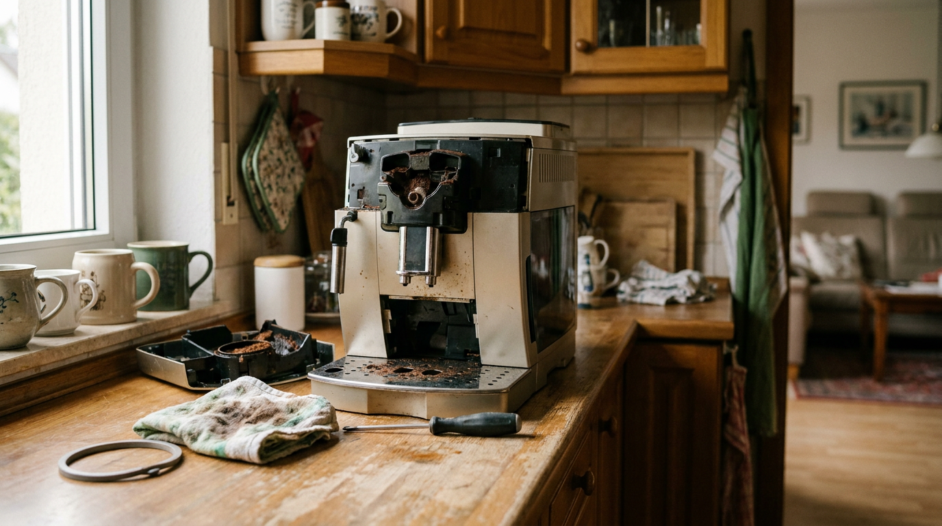 KI-Visualisierung – Symbolbild: Kaffeevollautomat pflegen: Diese Fehler machen deinen Kaffee ungenießbar