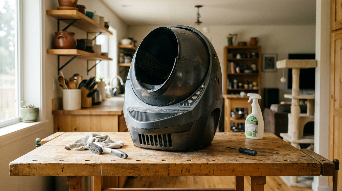 KI-Visualisierung – Symbolbild: Katzenkloroboter reinigen: Hygiene-Hacks gegen Bakterien und Geruch