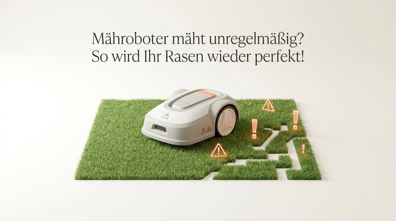 Symbolbild: Mähroboter mäht unregelmäßig? So wird Ihr Rasen wieder perfekt!