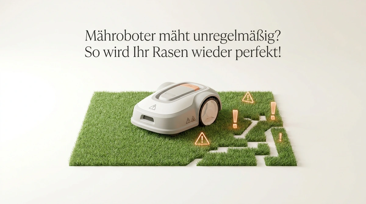 Symbolbild: Mähroboter mäht unregelmäßig? So wird Ihr Rasen wieder perfekt!
