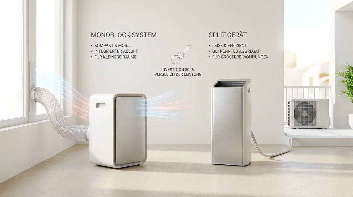 Symbolbild: Mobile Klimageräte 2026: Monoblock vs. Split – Effizienz, Kühlleistung & Stromkosten im Check