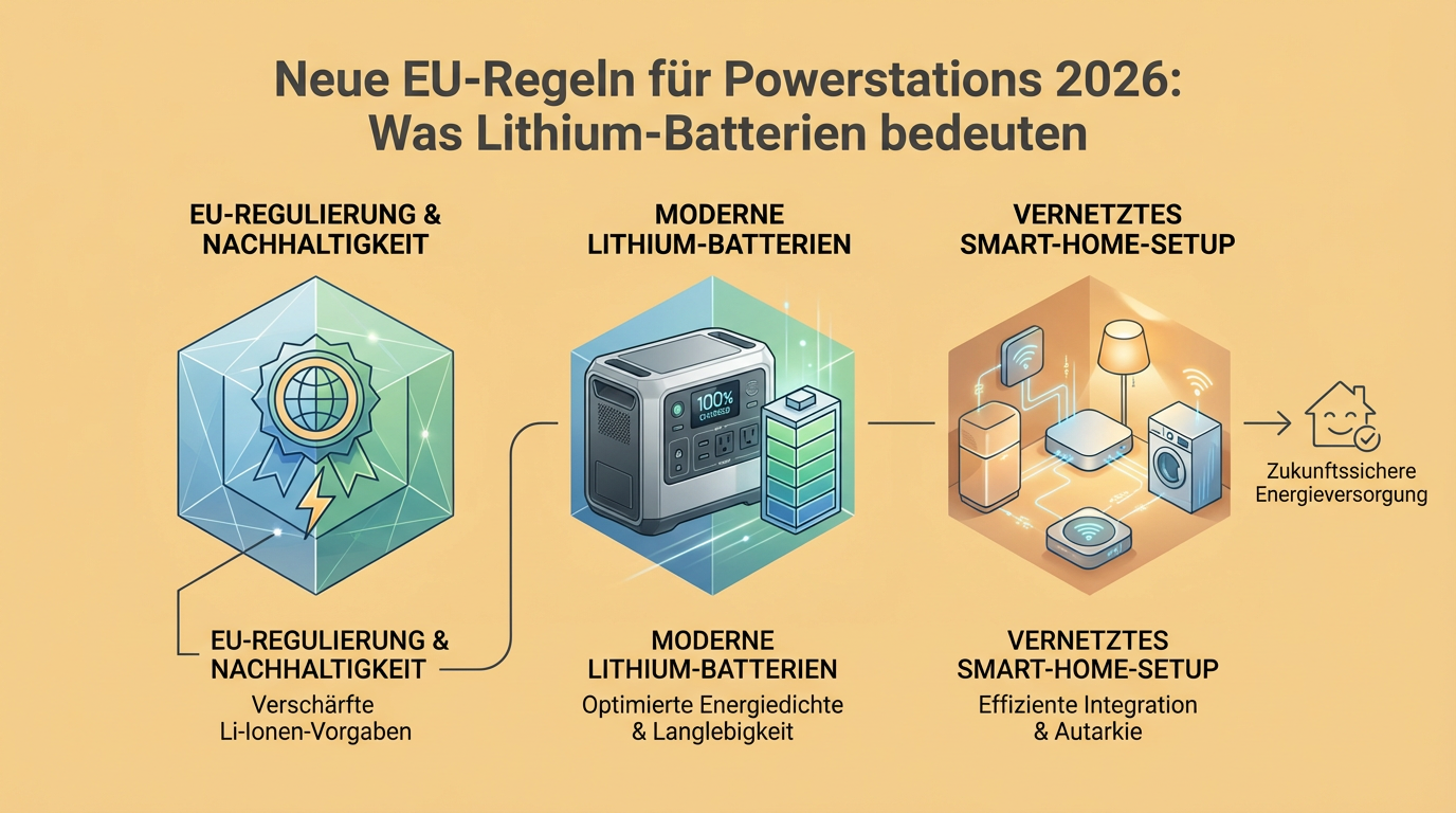 Symbolbild: Neue EU-Regeln für Powerstations 2026: Was Lithium-Batterien bedeuten