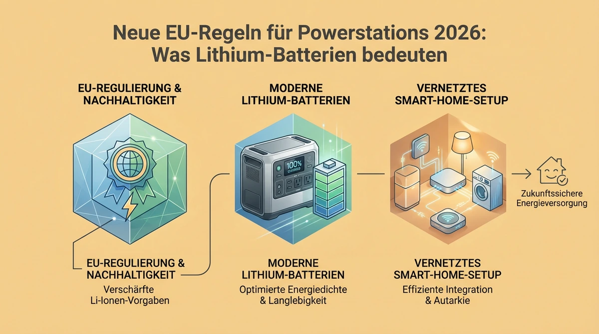 Symbolbild: Neue EU-Regeln für Powerstations 2026: Was Lithium-Batterien bedeuten