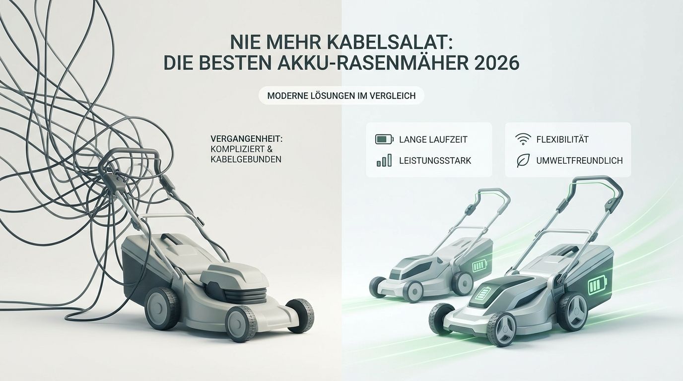 Symbolbild: Nie mehr Kabelsalat: Die besten Akku-Rasenmäher 2026