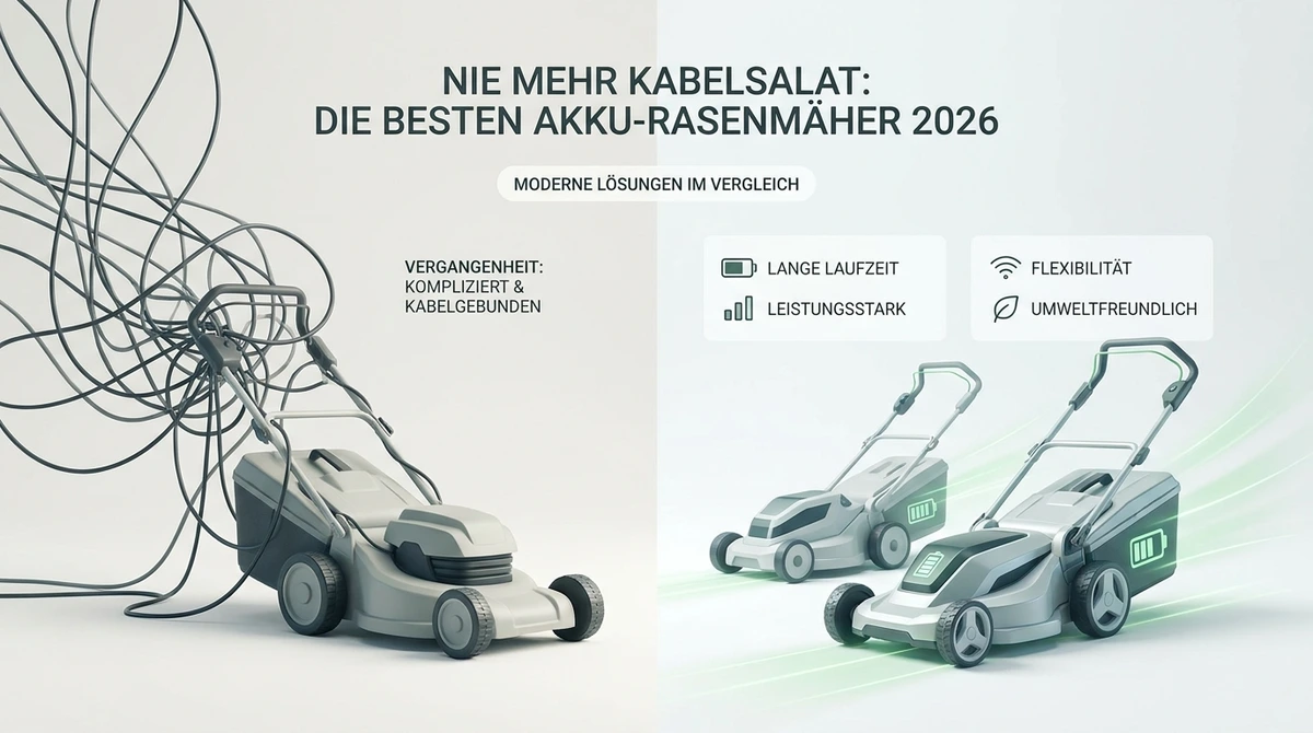 Symbolbild: Nie mehr Kabelsalat: Die besten Akku-Rasenmäher 2026