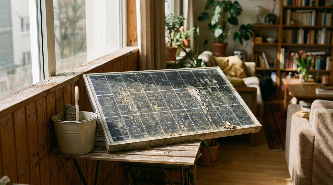 Symbolbild zum Ratgeber: Verschmutzte Solarpanels? So reinigst du dein Balkonkraftwerk richtig und steigerst den Ertrag um bis zu 25%