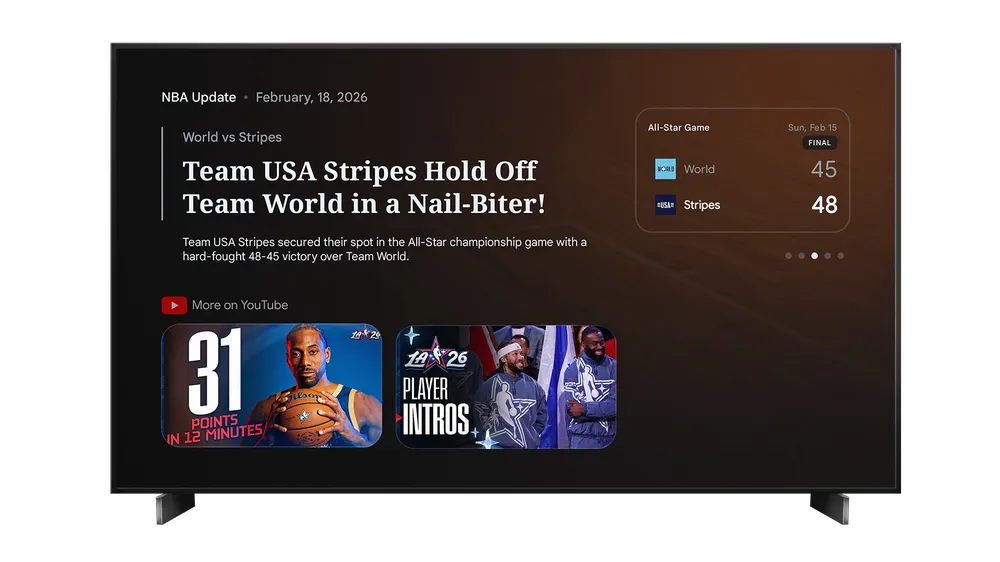 Pressebild: Google TV erhält neue Gemini-KI-Funktionen für Sport und Bildung