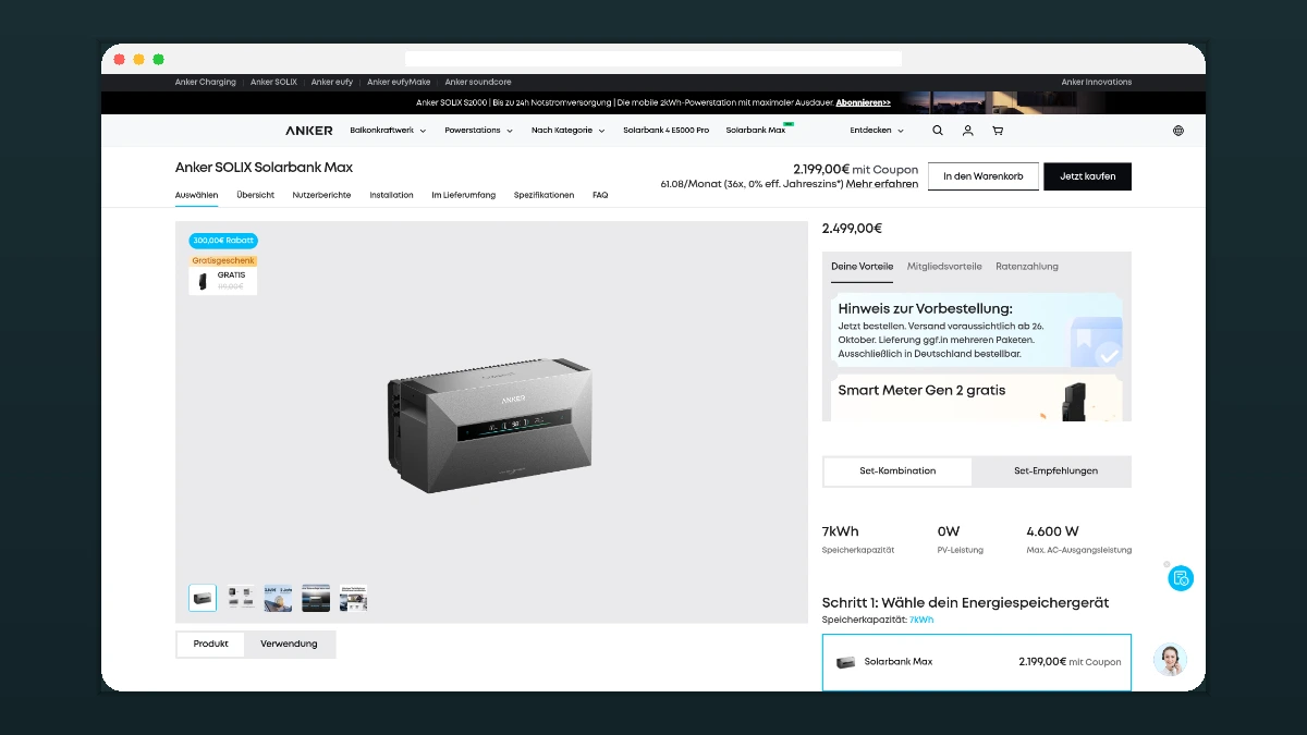 Anker SOLIX Solarbank Max: Neuer Balkonspeicher startet mit 300 € Rabatt
