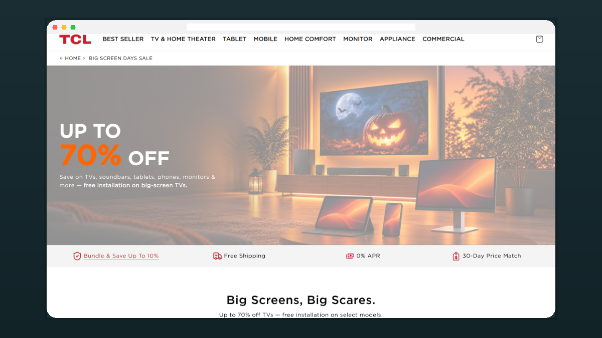Screenshot: Bis zu 70 % Rabatt: TCL startet Big Screen Days mit Mini-LED-TVs und Tablets – X11L SQD-Mini LED TV 75X11L