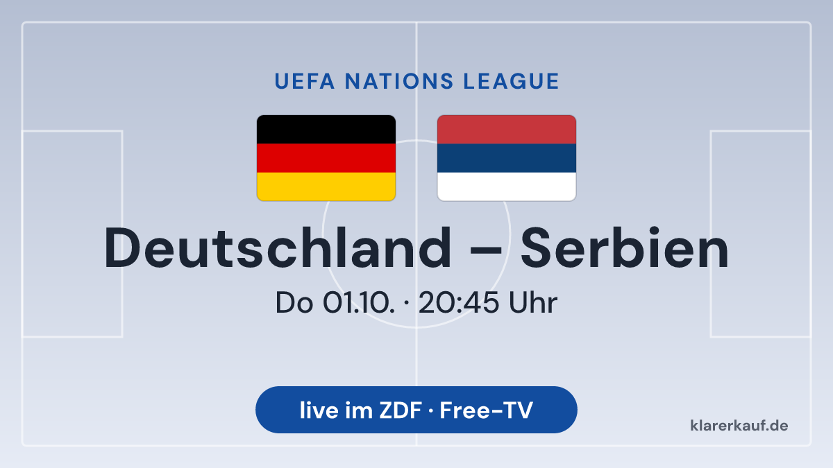 Titelgrafik Deutschland gegen Serbien, Nations League, 1. Oktober 2026, 20:45 Uhr, ZDF