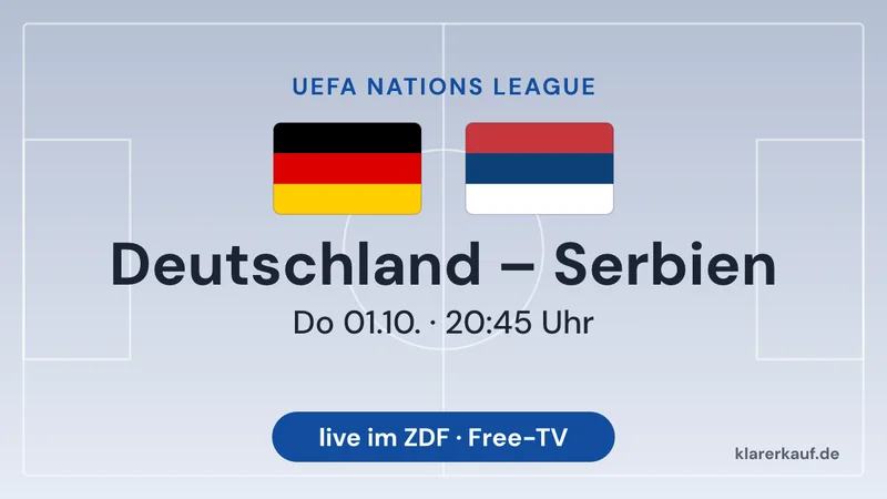 Titelgrafik Deutschland gegen Serbien, Nations League, 1. Oktober 2026, 20:45 Uhr, ZDF