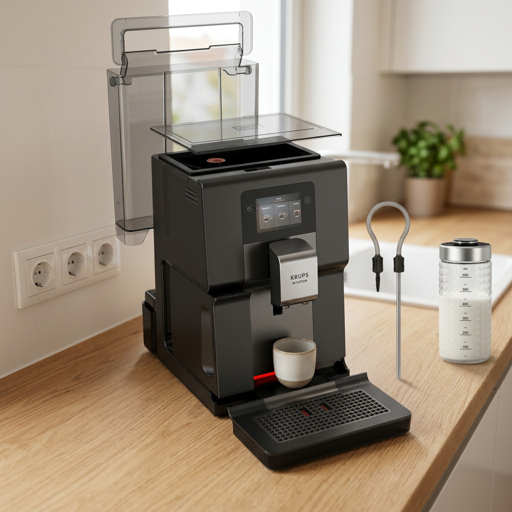 KI-Visualisierung: Krups Intuition Preference Kaffeevollautomat in moderner Umgebung