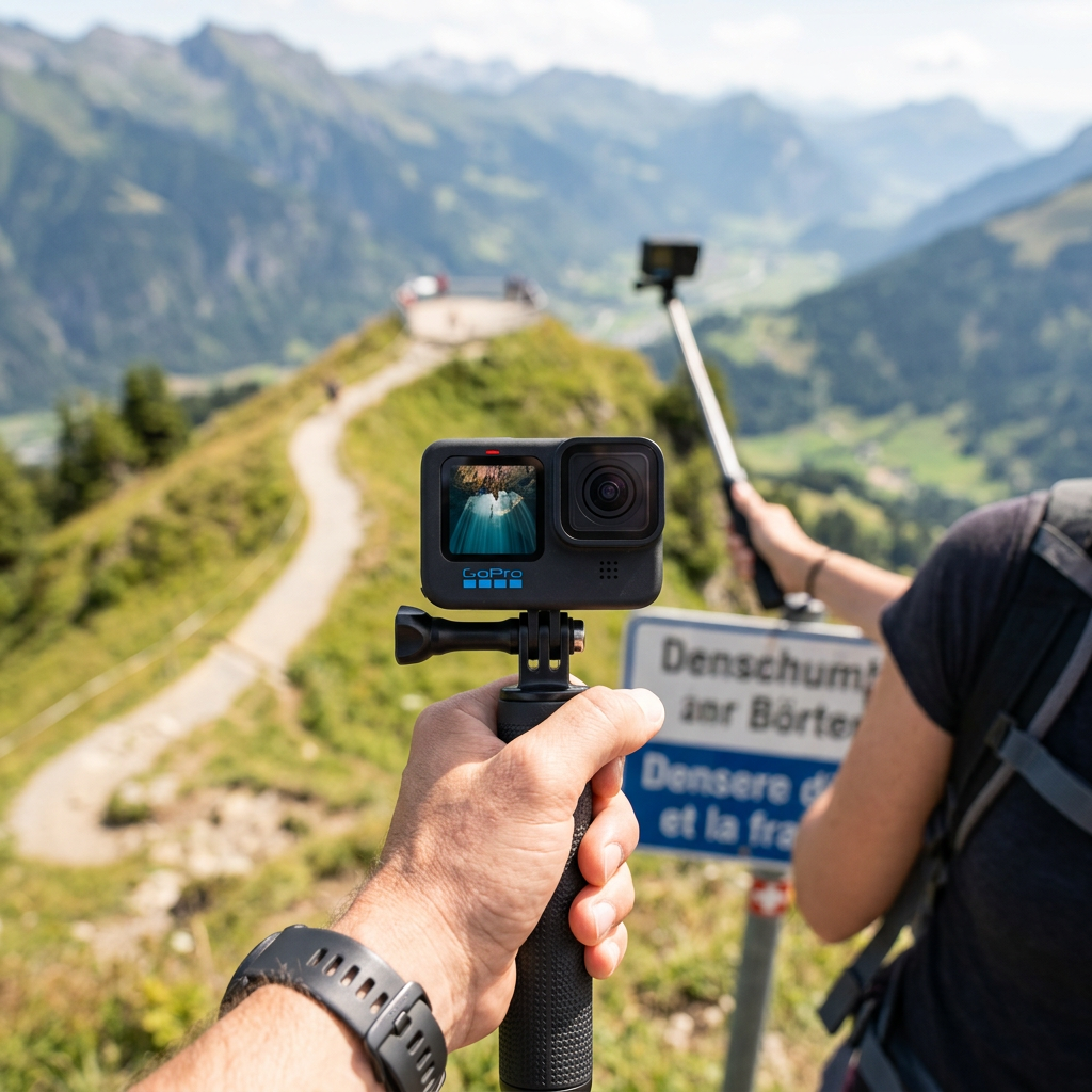 KI-Visualisierung: GoPro HERO Panoramaaufnahme mit einem Handstativ