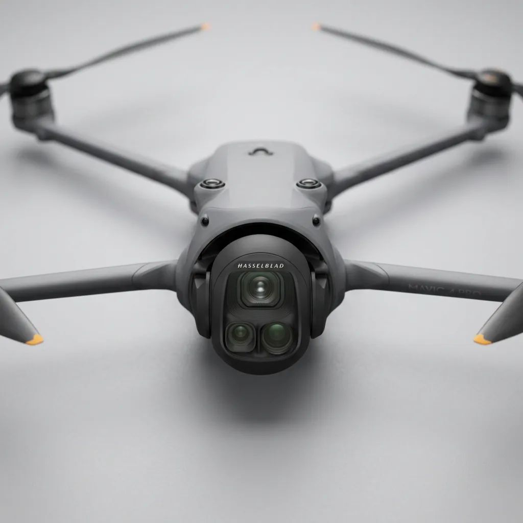 KI-Visualisierung: DJI Mavic 4 Pro Kameragimbal und Sensoren im Detail