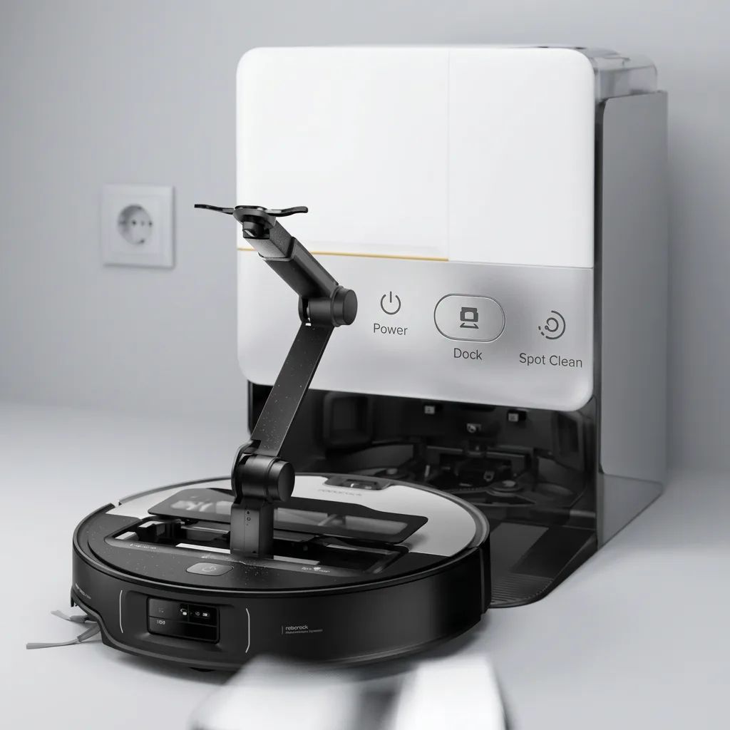 KI-Visualisierung: Roborock Saros Z70 Oberseite eines Saugroboters im Detail
