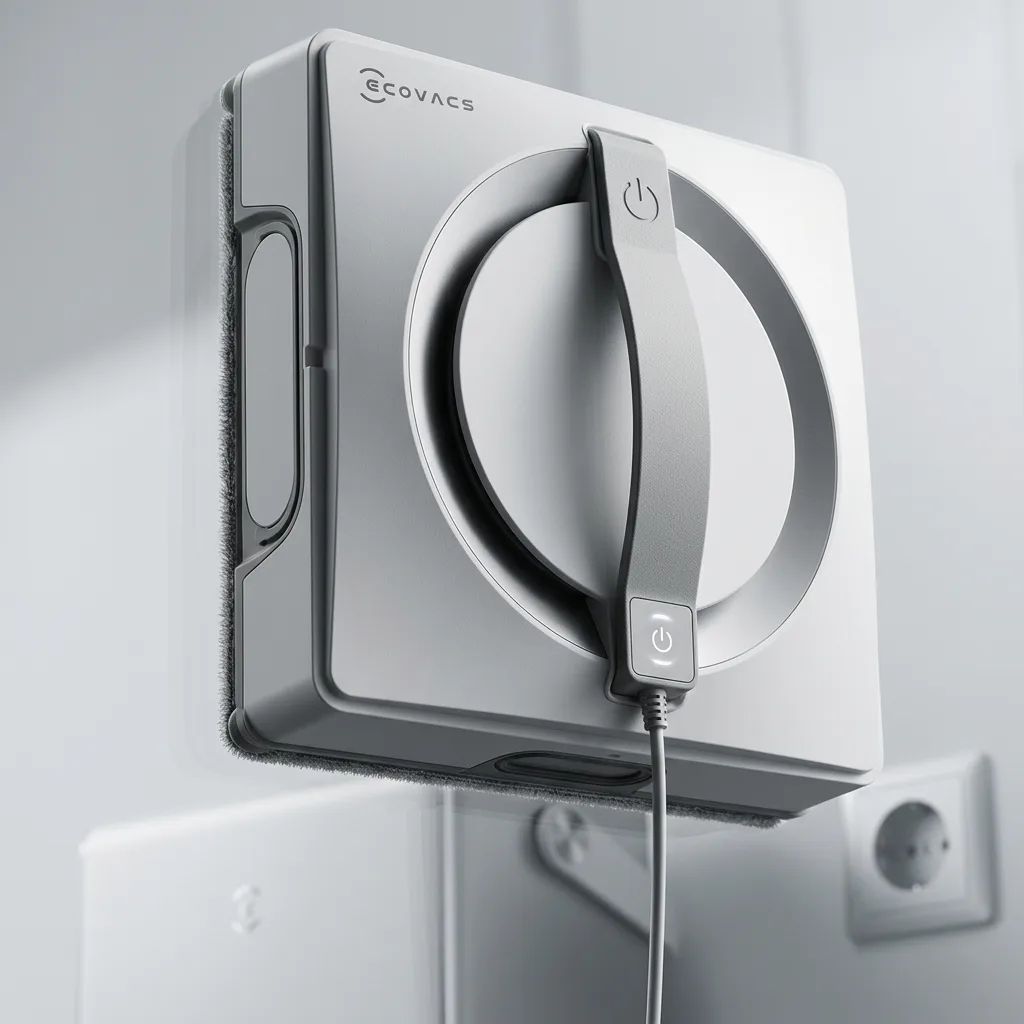 KI-Visualisierung: Ecovacs WINBOT W2 PRO OMNI Detailansicht des Fensterreinigungsgeräts