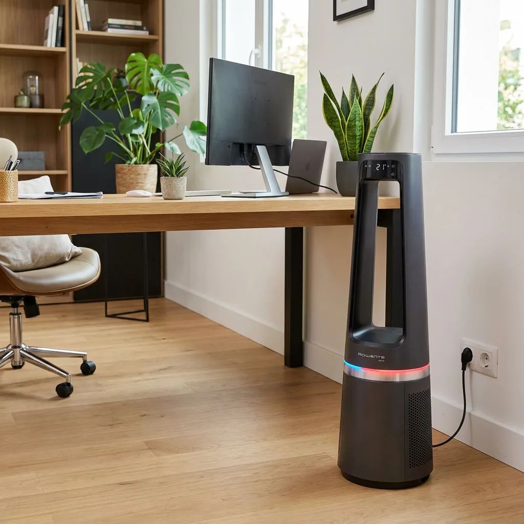 Rowenta Eclipse 3-in-1 Connect Luftreiniger QU5072 – running quietly in a home office setting during work