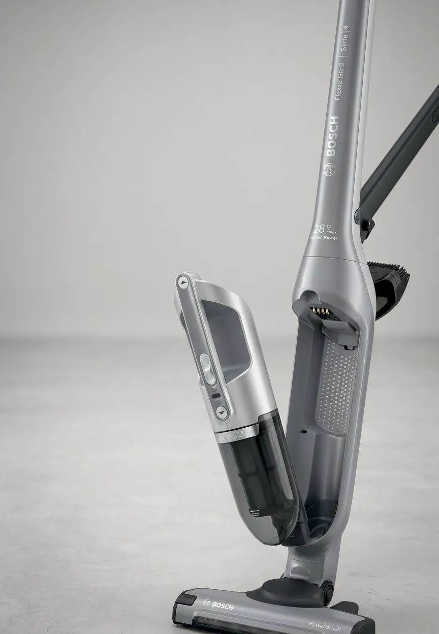 KI-Visualisierung: Bosch Flexxo 2in1 Serie 4 BBH3K2801 Akku-Staubsauger Akku-Staubsauger mit entnommenem Handgerät…