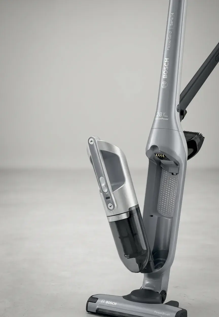 KI-Visualisierung: Bosch Flexxo 2in1 Serie 4 BBH3K2801 Akku-Staubsauger Akku-Staubsauger mit entnommenem Handgerät…