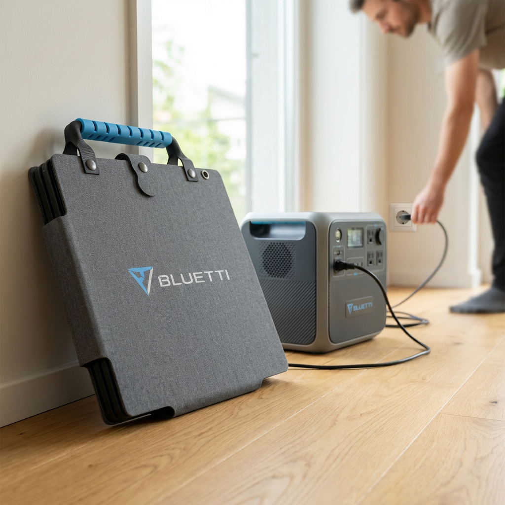 KI-Visualisierung: Bluetti Pv60f Portable Solar Panel Tragbares Solarpanel im Außeneinsatz