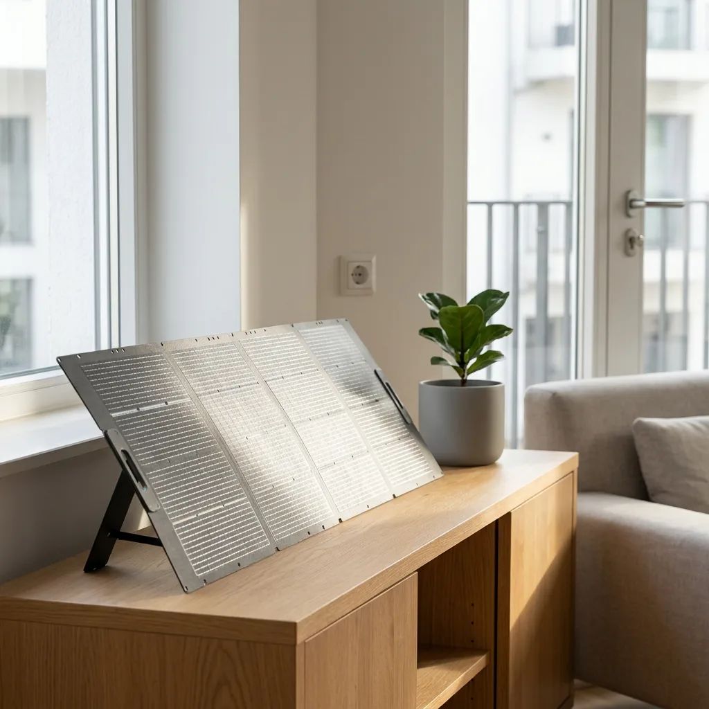 KI-Visualisierung: Bluetti Pv60f Portable Solar Panel Mobiles Solarpanel in einer Wohnung