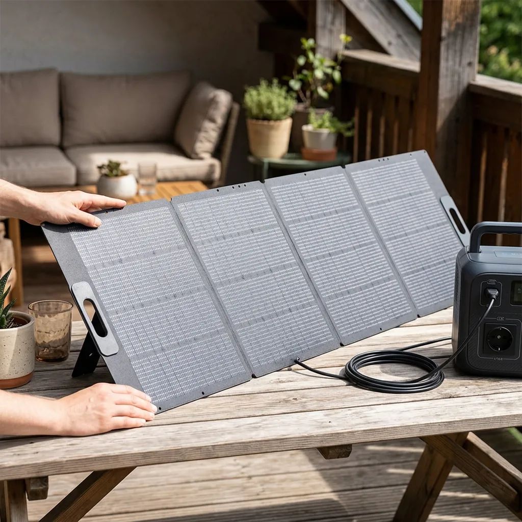 KI-Visualisierung: Bluetti Pv60f Portable Solar Panel Solarpanel zur Stromerzeugung im Einsatz