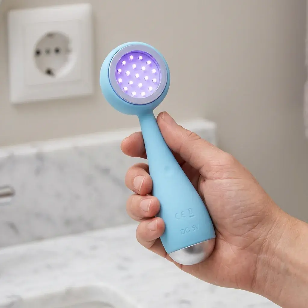 PMD Beauty PMD Clean Acne – held in one adult hand to make the handheld size unmistakable — the device must fit comfortably…
