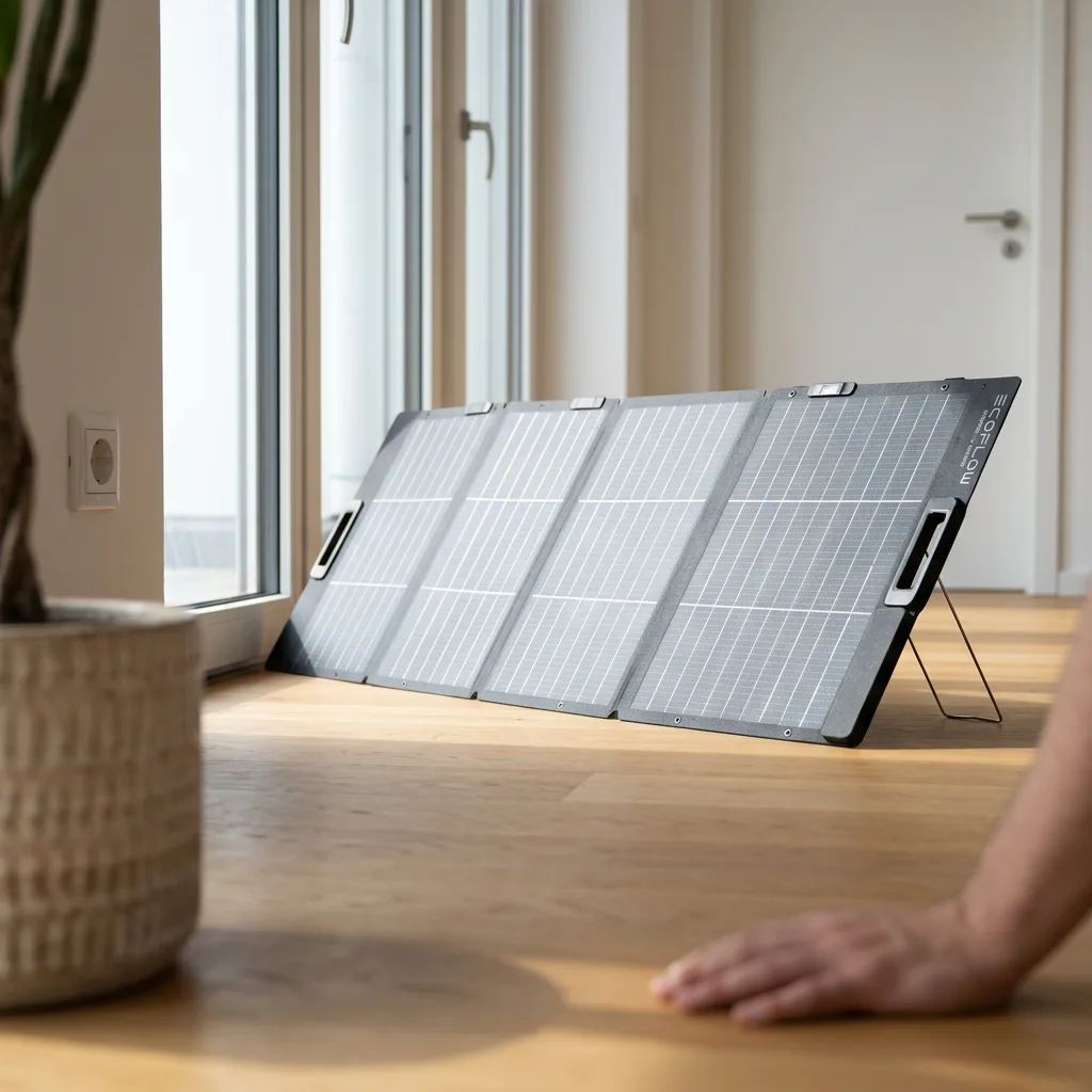 KI-Visualisierung: EcoFlow 220W Leichtes Tragbares Solarpanel Faltbares Solarpanel in Wohnumgebung