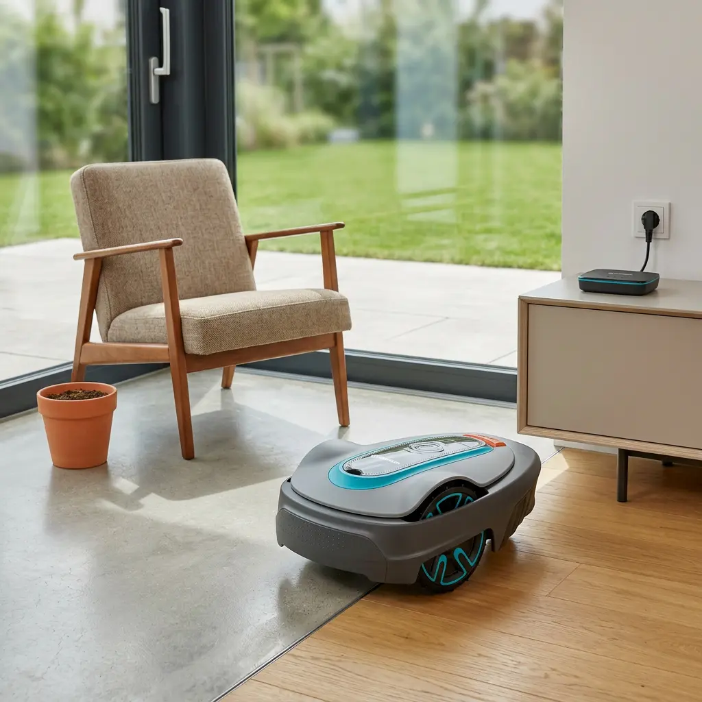 Gardena SILENO City Q Smart – placed in a clean, well-lit home environment