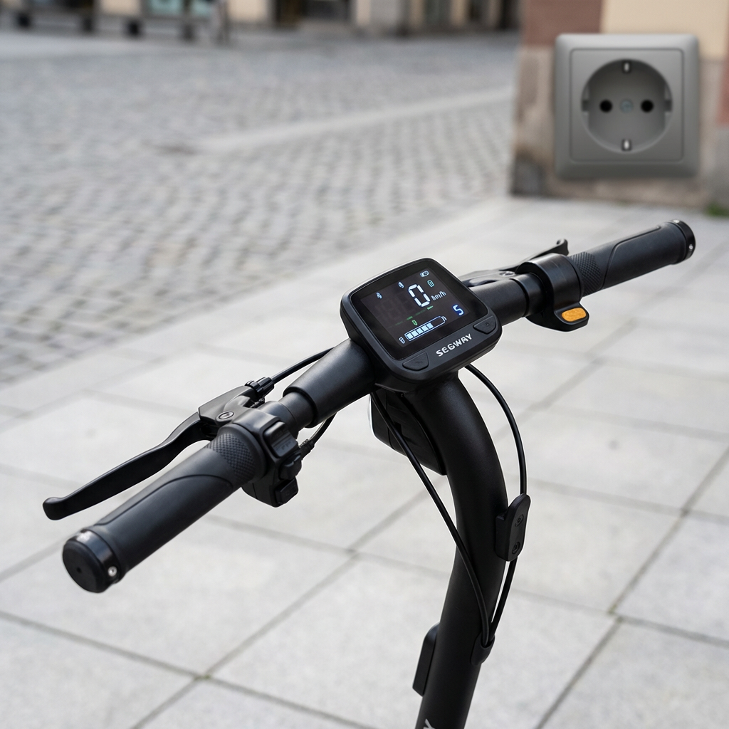 KI-Visualisierung: Segway eKickScooter ZT3 Pro D Lenkerdisplay und Bedienelemente eines Rollers