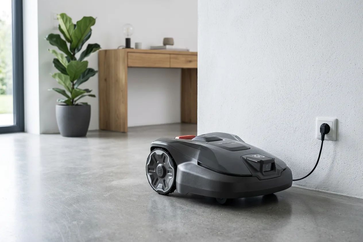 Husqvarna Automower 312V – placed in a clean, well-lit home environment