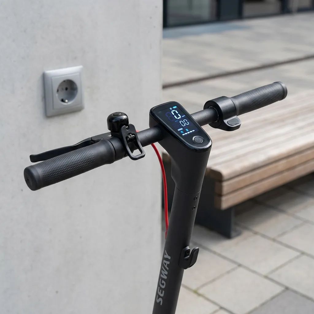 KI-Visualisierung: Segway Ninebot E3 D Lenker eines E-Scooters im Freien