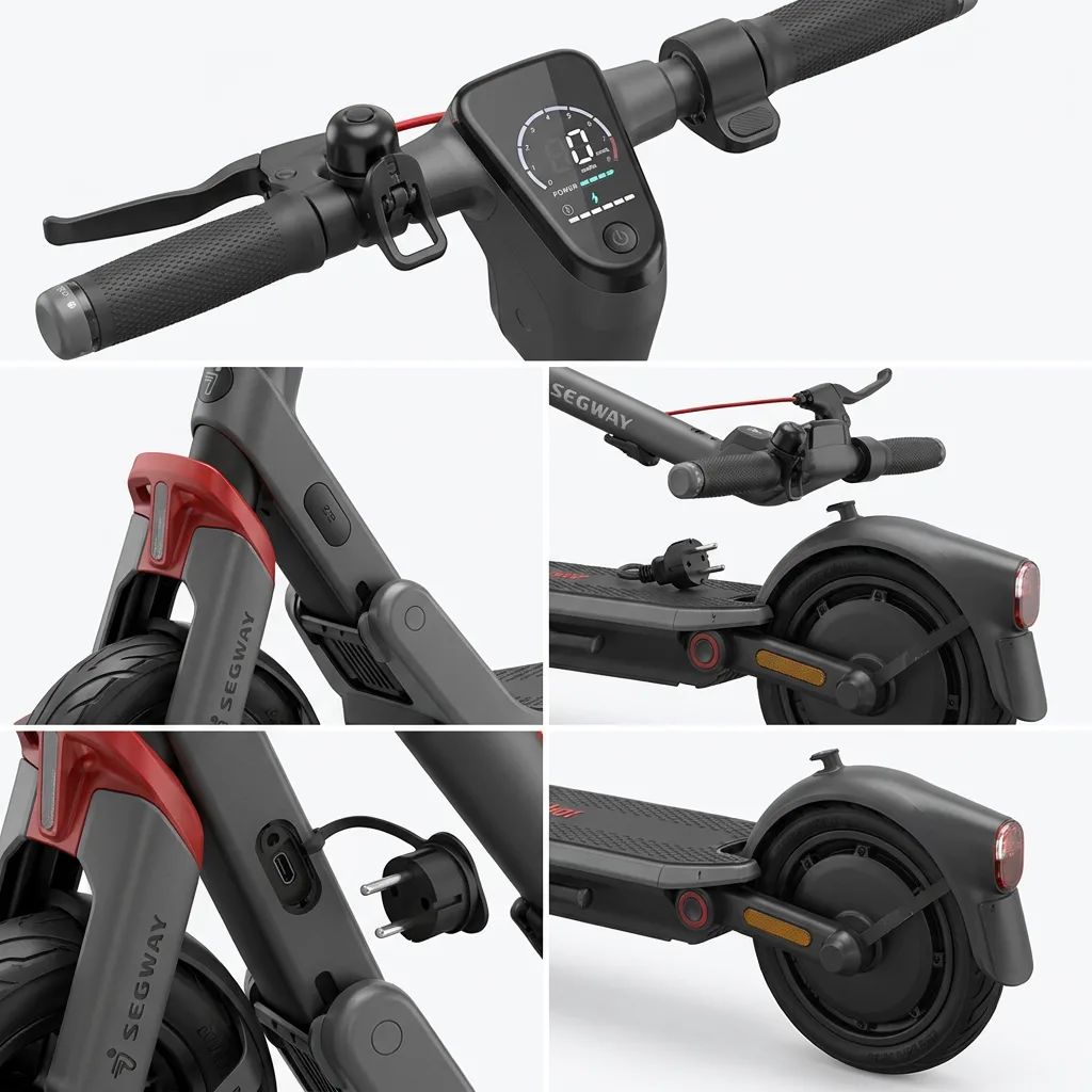 KI-Visualisierung: Segway Ninebot E3 D Detailansichten eines modernen E-Scooters