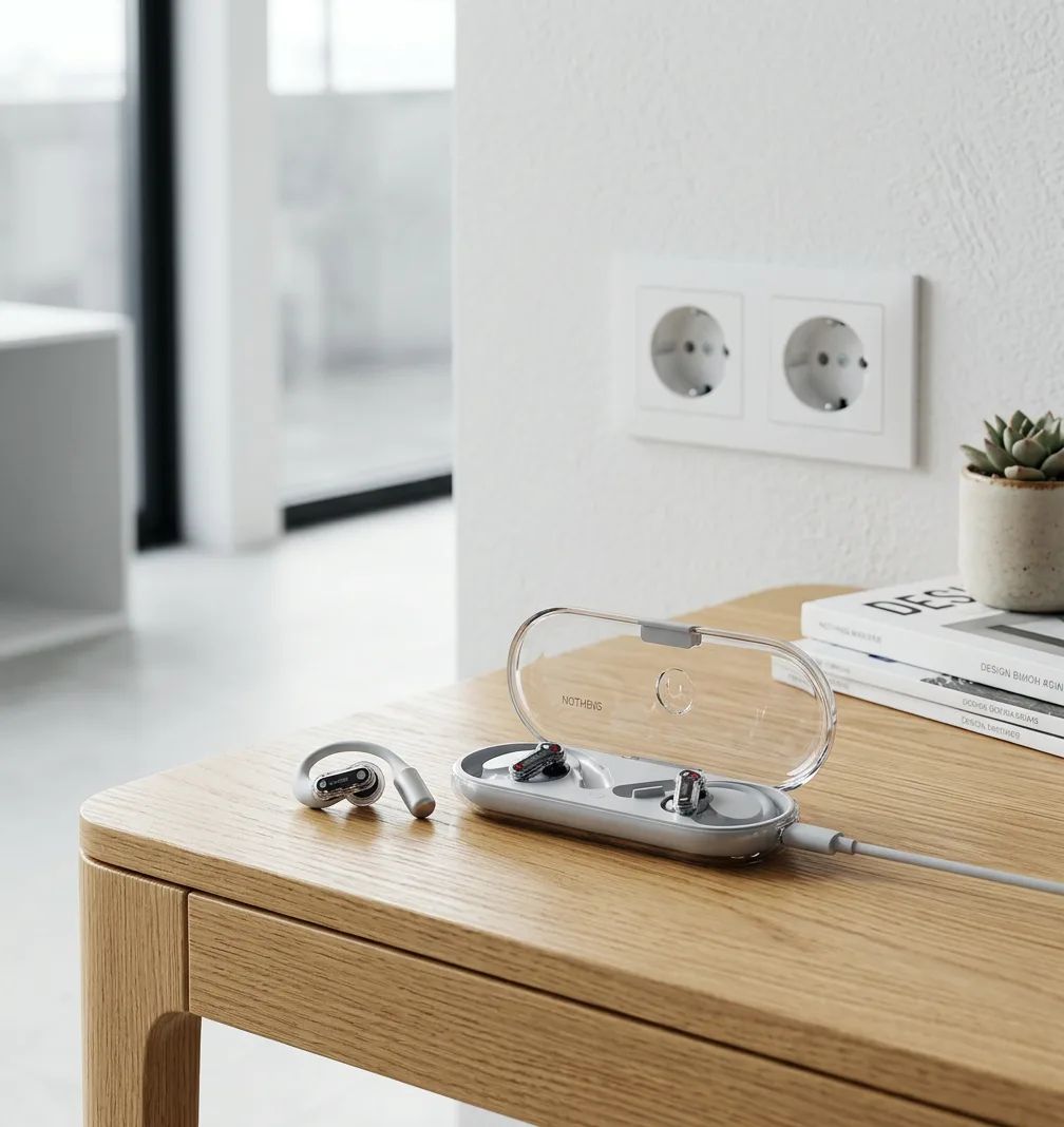 Nothing Ear – placed in a clean, well-lit home environment