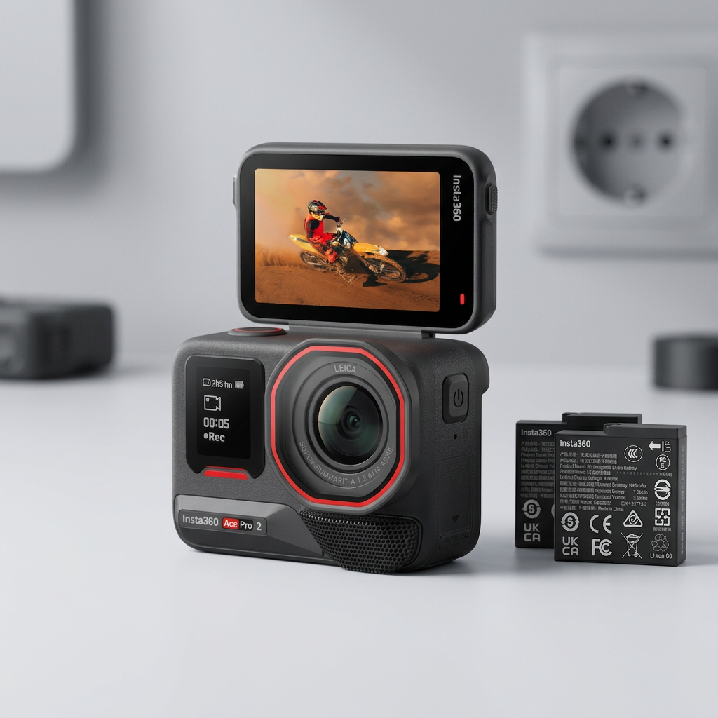 KI-Visualisierung: Insta360 Ace Pro 2 Linse und Display im Detail