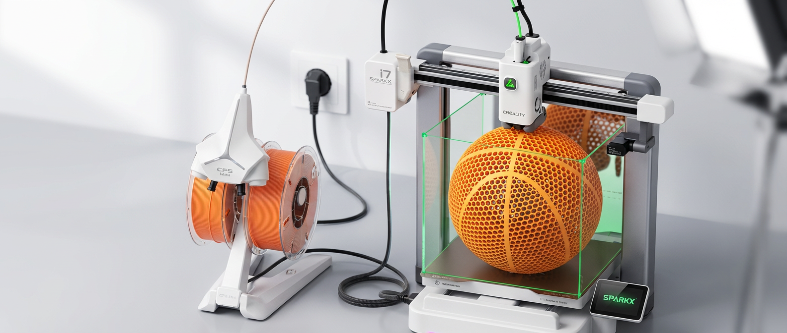 KI-Visualisierung: Creality SPARKX i7 Elektronikgerät in normaler Wohnumgebung