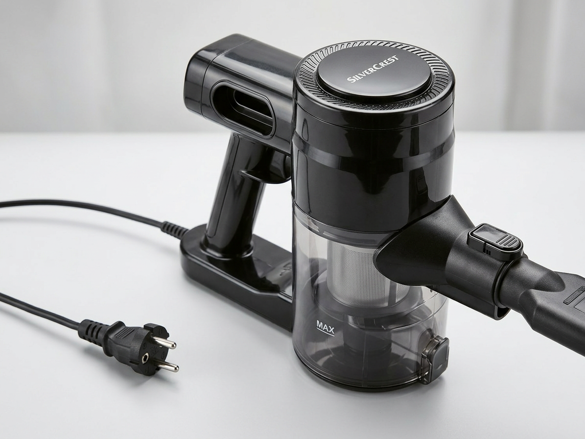 Silvercrest 2-in-1-Staubsauger (kabelgebunden) – detailed view of the key features, buttons and design elements