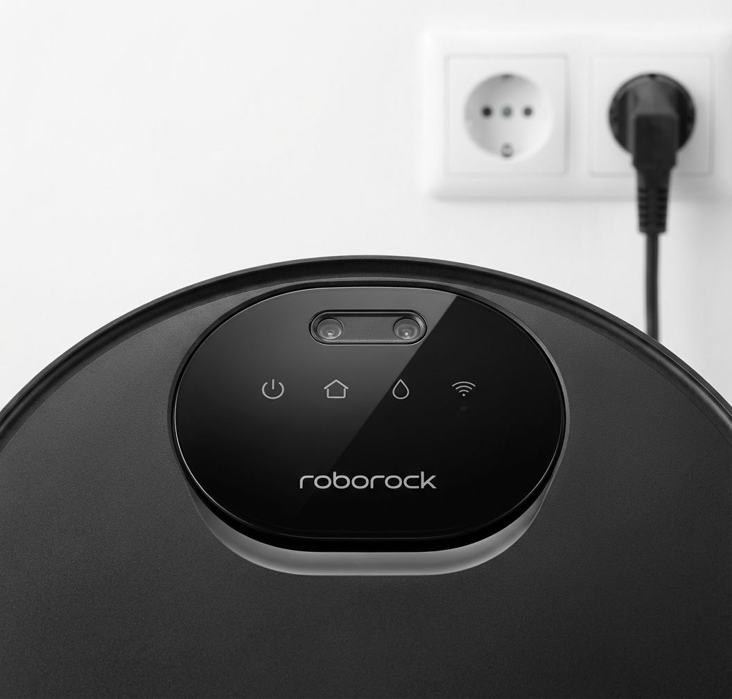 KI-Visualisierung: Roborock Saros 10 Reinigungsgerät fährt durch ein Zimmer