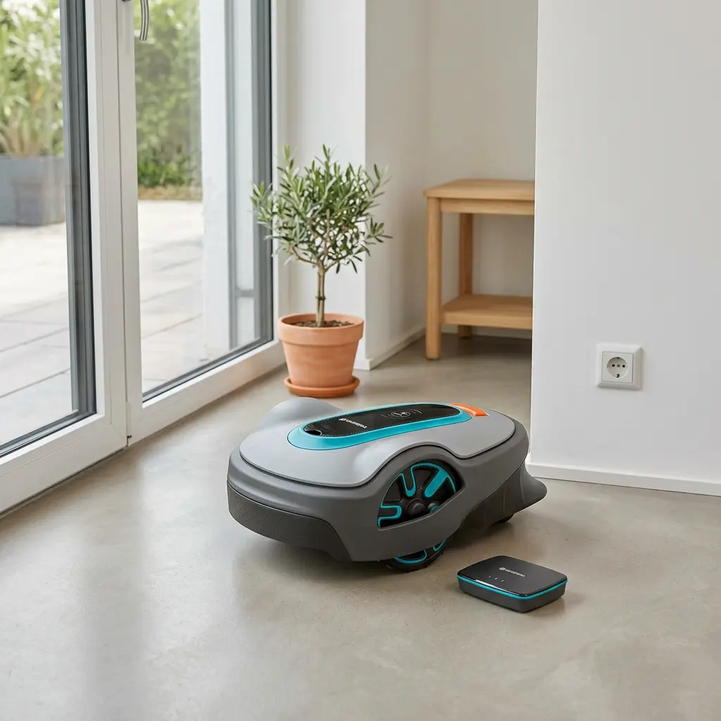 Gardena Mähroboter smart SILENO pro 600 m² – placed in a clean, well-lit home environment